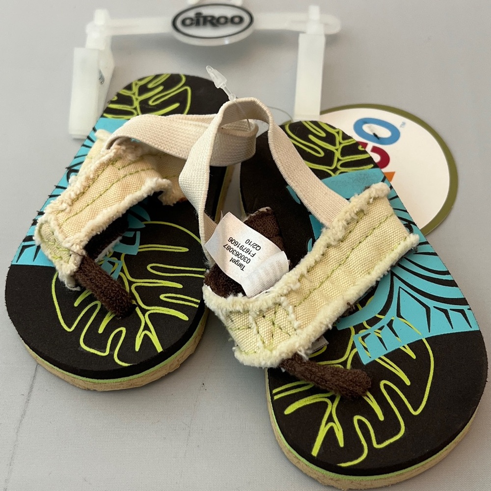 Circo Kids Tropical Leaf Sandals - Black and Blue
